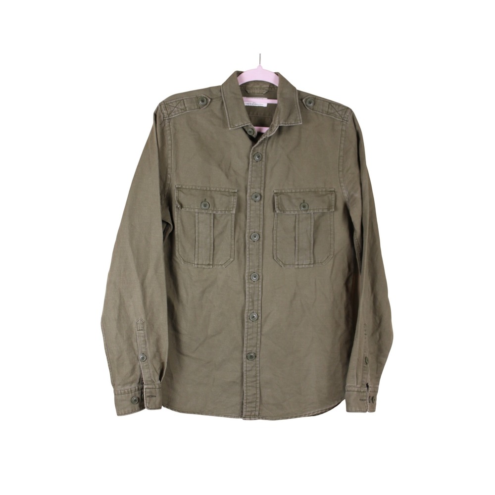 Mens Express Corpcore Khaki Green Military Style Long Sleeve Utility Shirt S